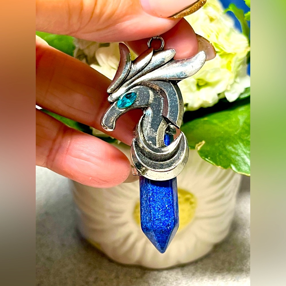 🐲Mens genuine Lapis final fantasy like pendant/dragon